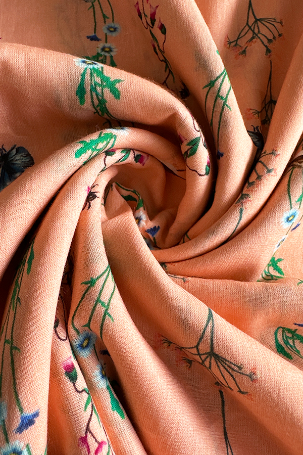 Butterfly Vines Peach in Cotton Mull (1.9 meters) - 1083 for the entire piece.