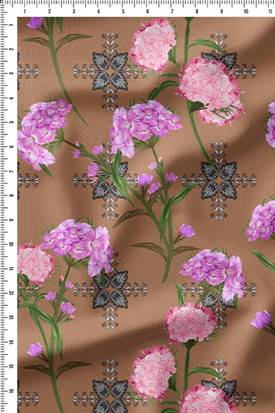 Botanic Tile Brown in Cotton Mull