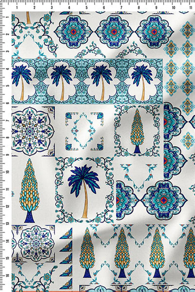 Tile Garden White in Cotton Mull (3 m)- Rs. 1710 for the entire piece
