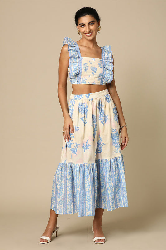 Manuka Frill Crop Top-Skirt Set