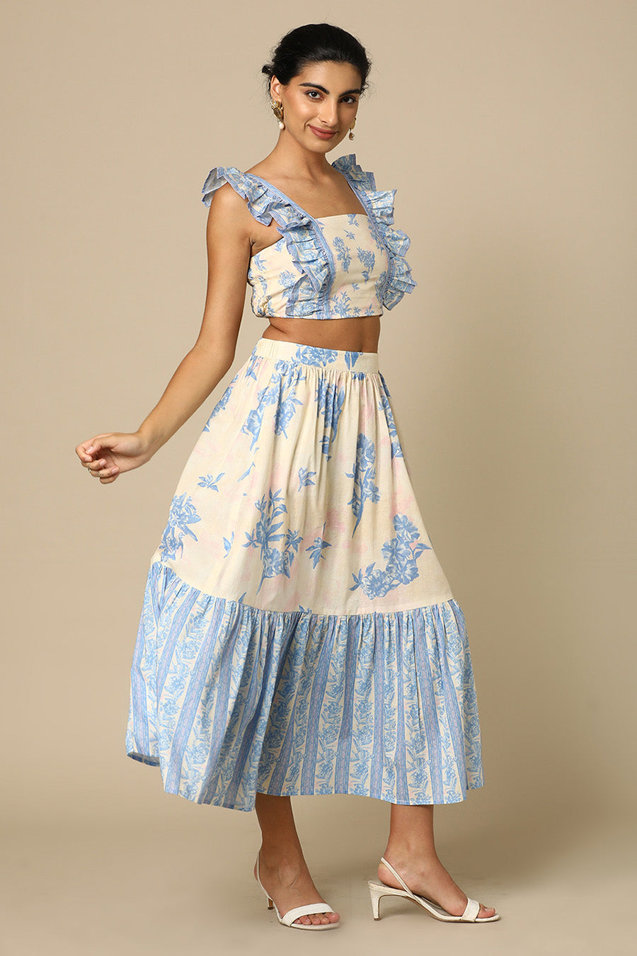 Manuka Frill Crop Top-Skirt Set