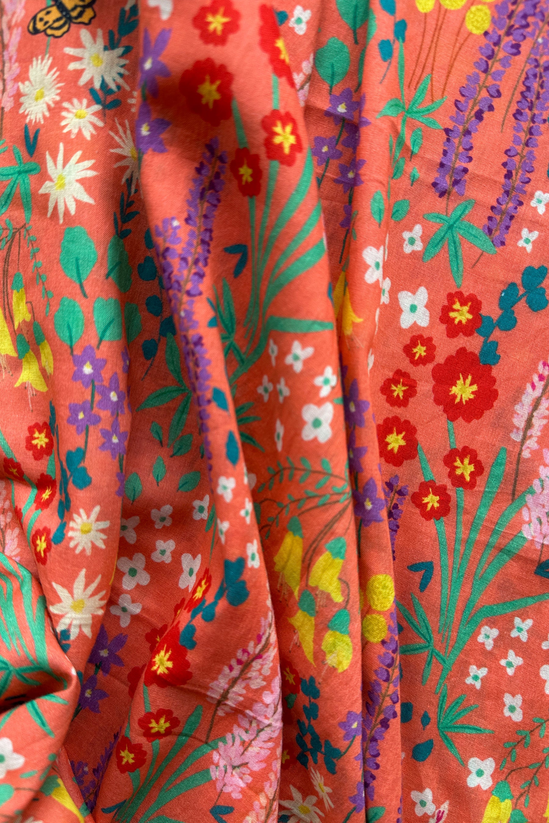 Garden Medley CORAL in cotton mull