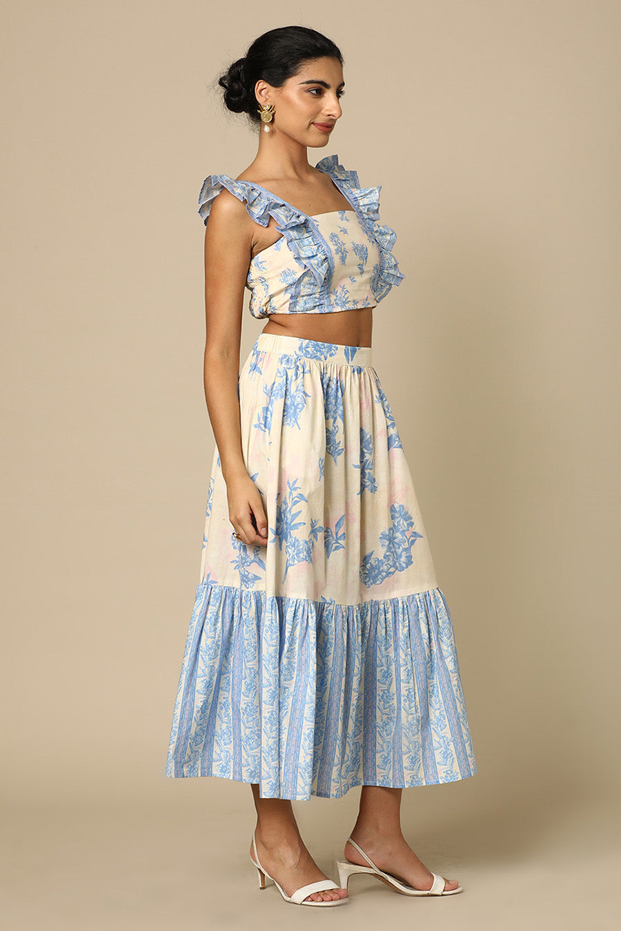 Manuka Frill Crop Top-Skirt Set