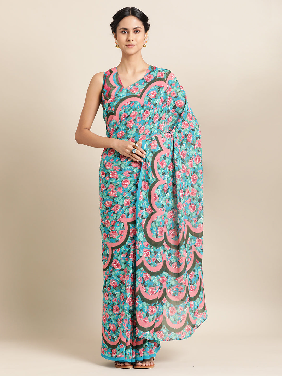 Scalloped Rose Garden Georgette