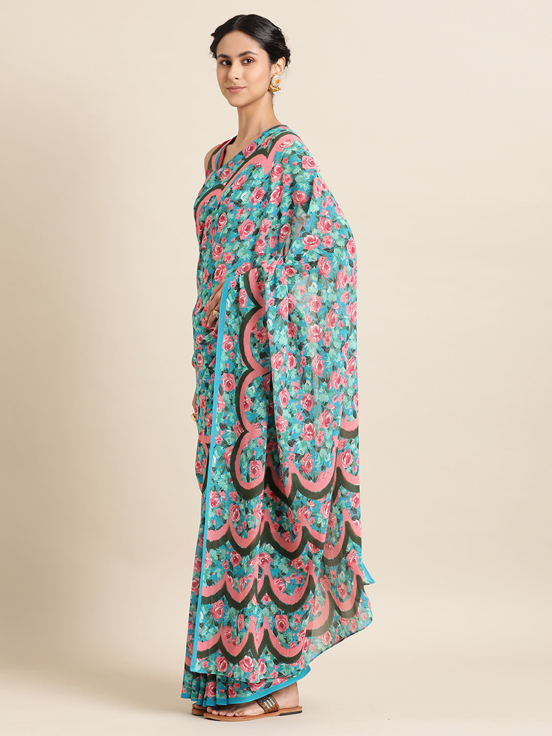 Scalloped Rose Garden Georgette