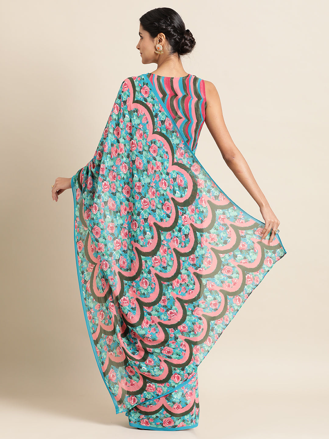 Scalloped Rose Garden Georgette