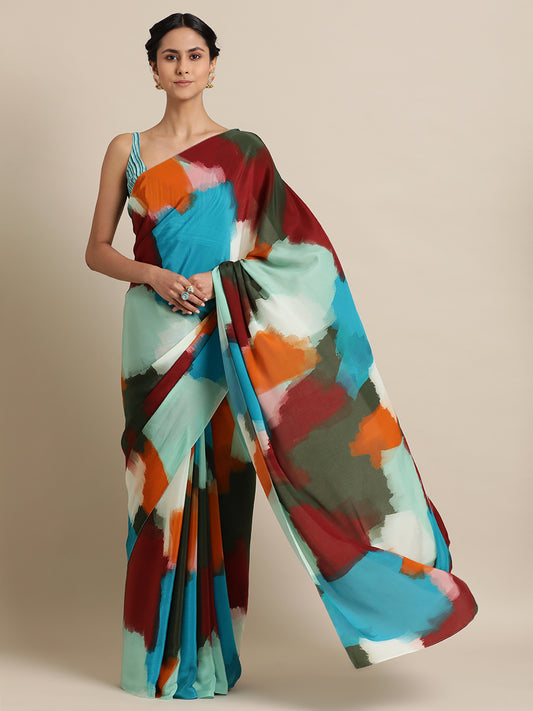 Abstract Strokes Saree