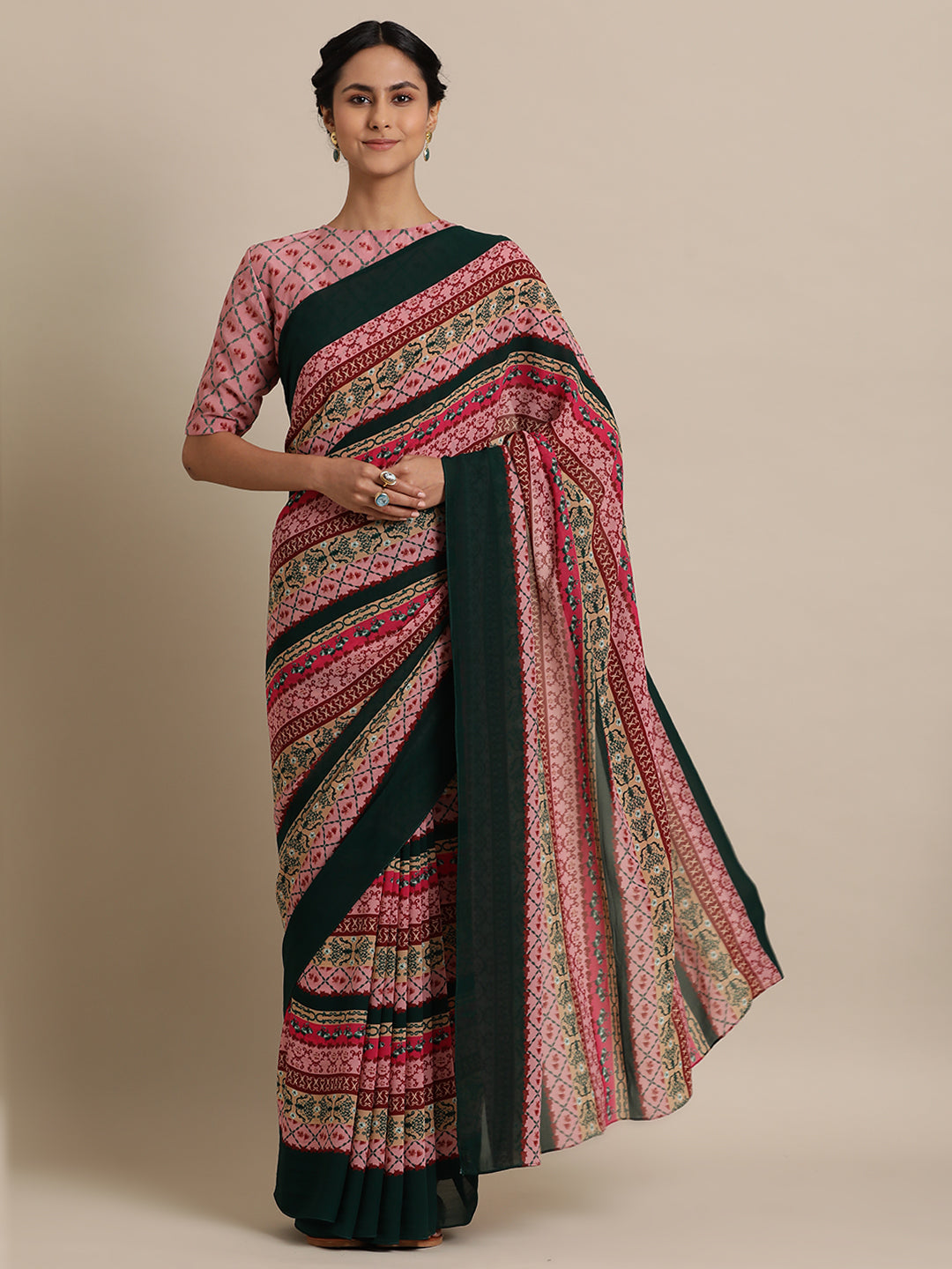 Striped Bouquet Viscose crepe