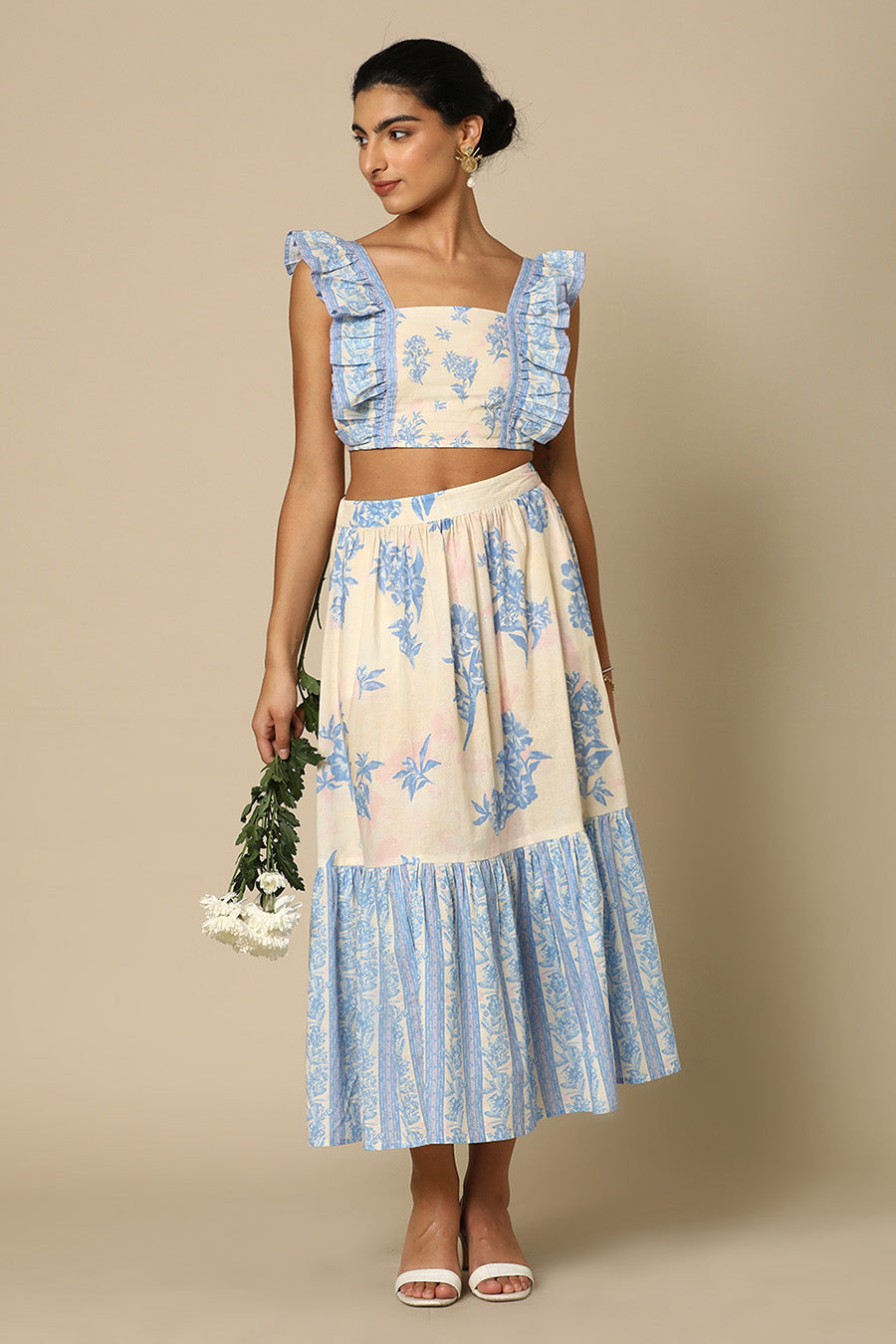 Manuka Frill Crop Top-Skirt Set