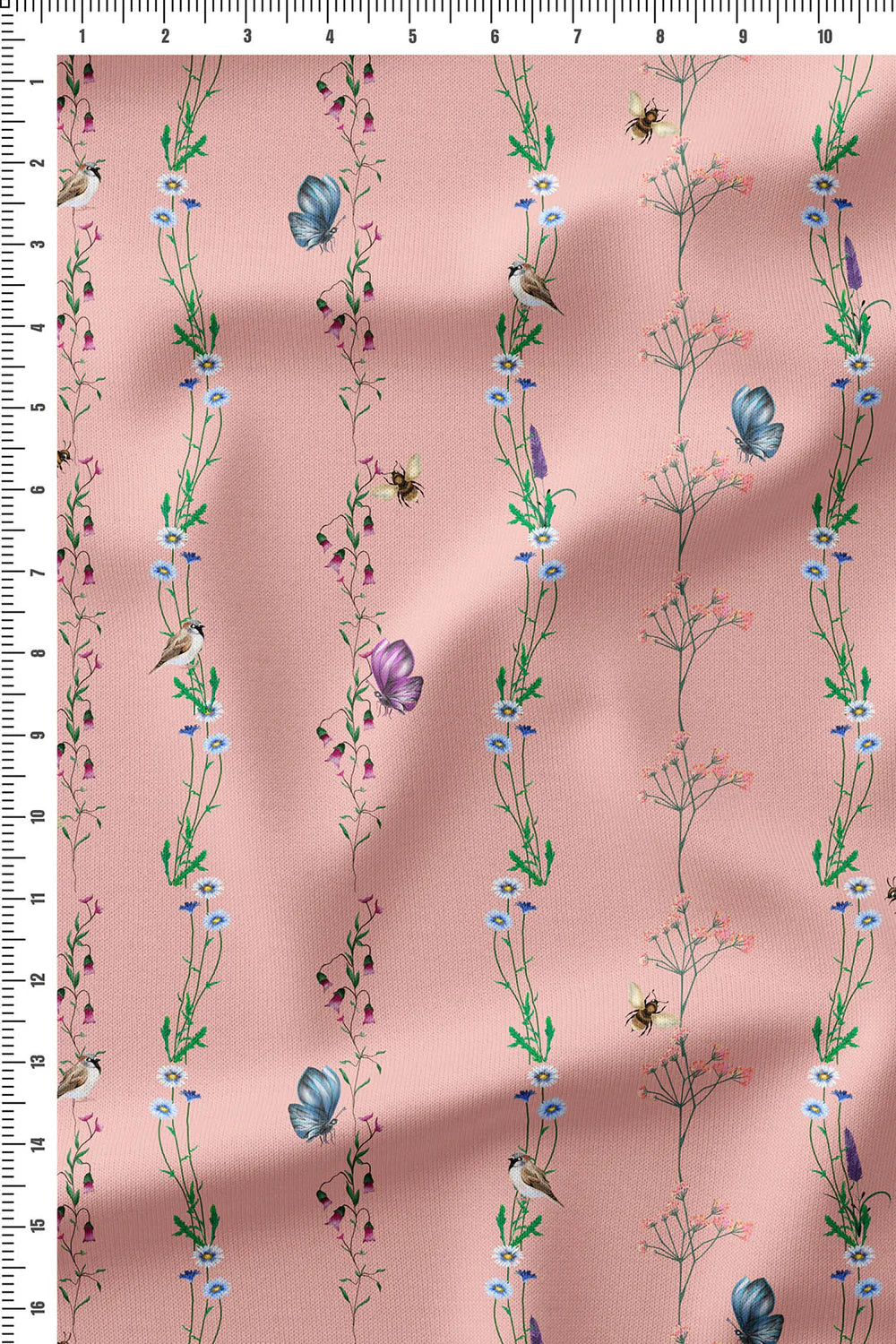 Butterfly Vines Peach in Viscose crepe