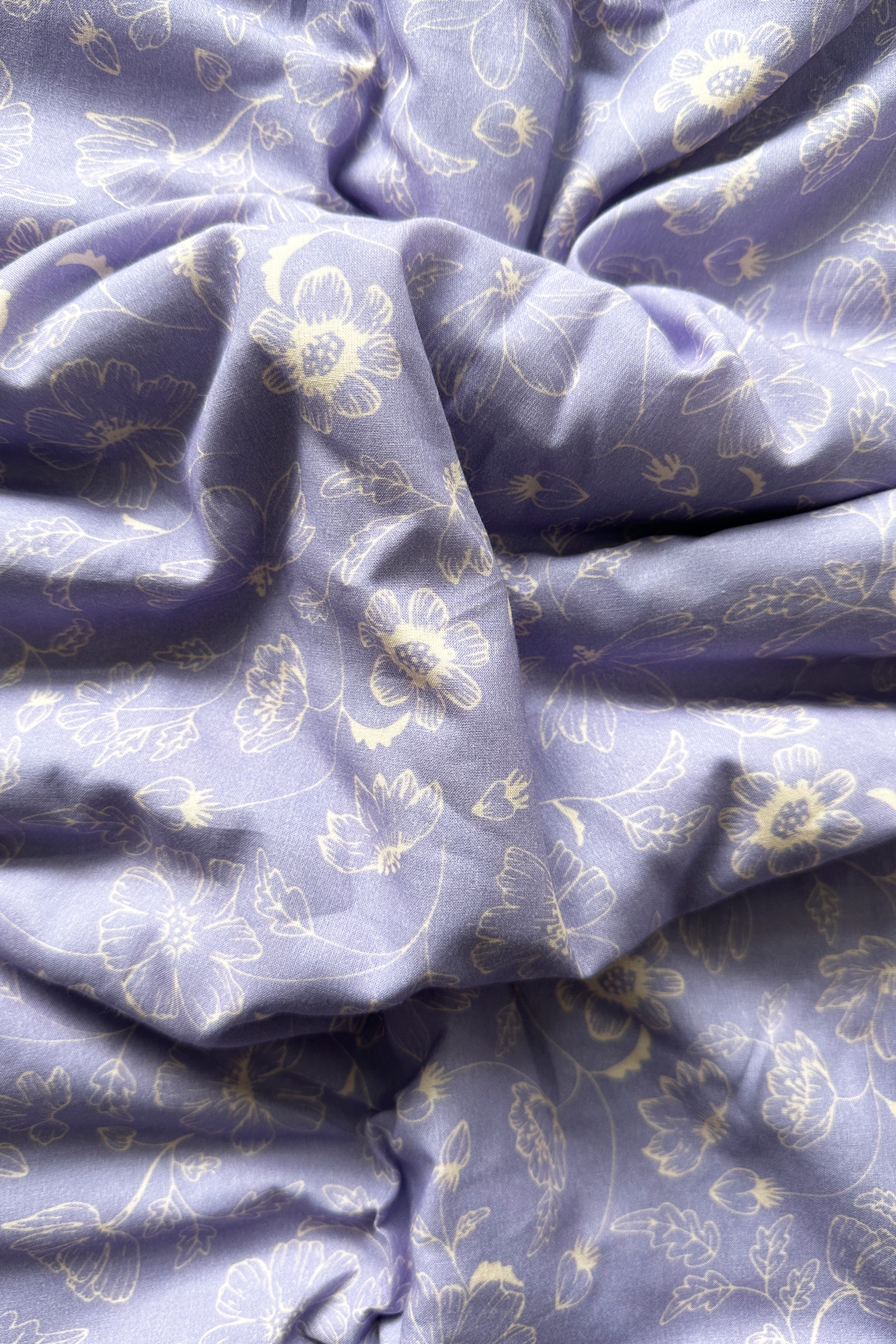 Linear Blooms Lavendar in Cotton Cambric