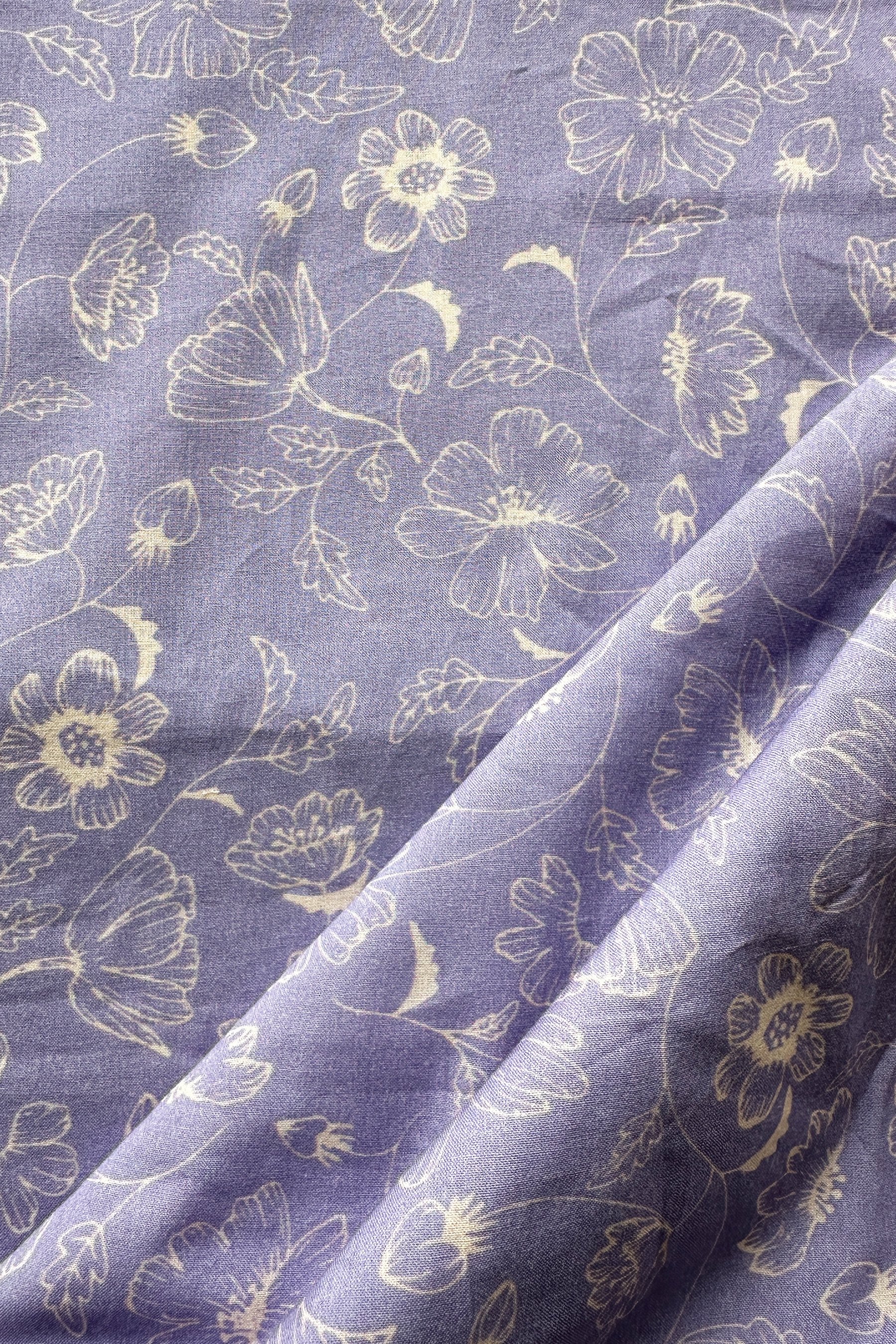 Linear Blooms Lavendar in Cotton Cambric