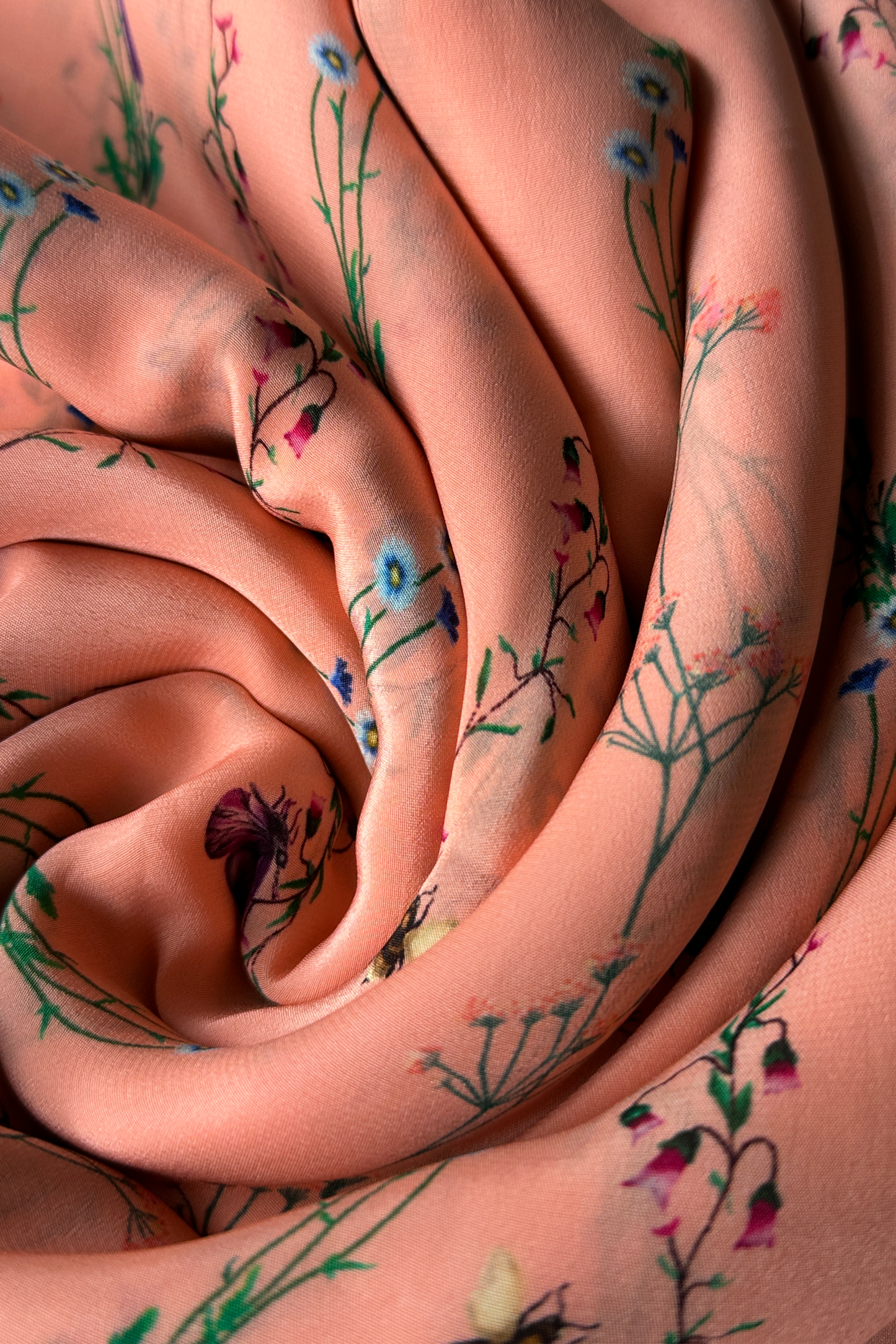 Butterfly Vines Peach in Viscose crepe