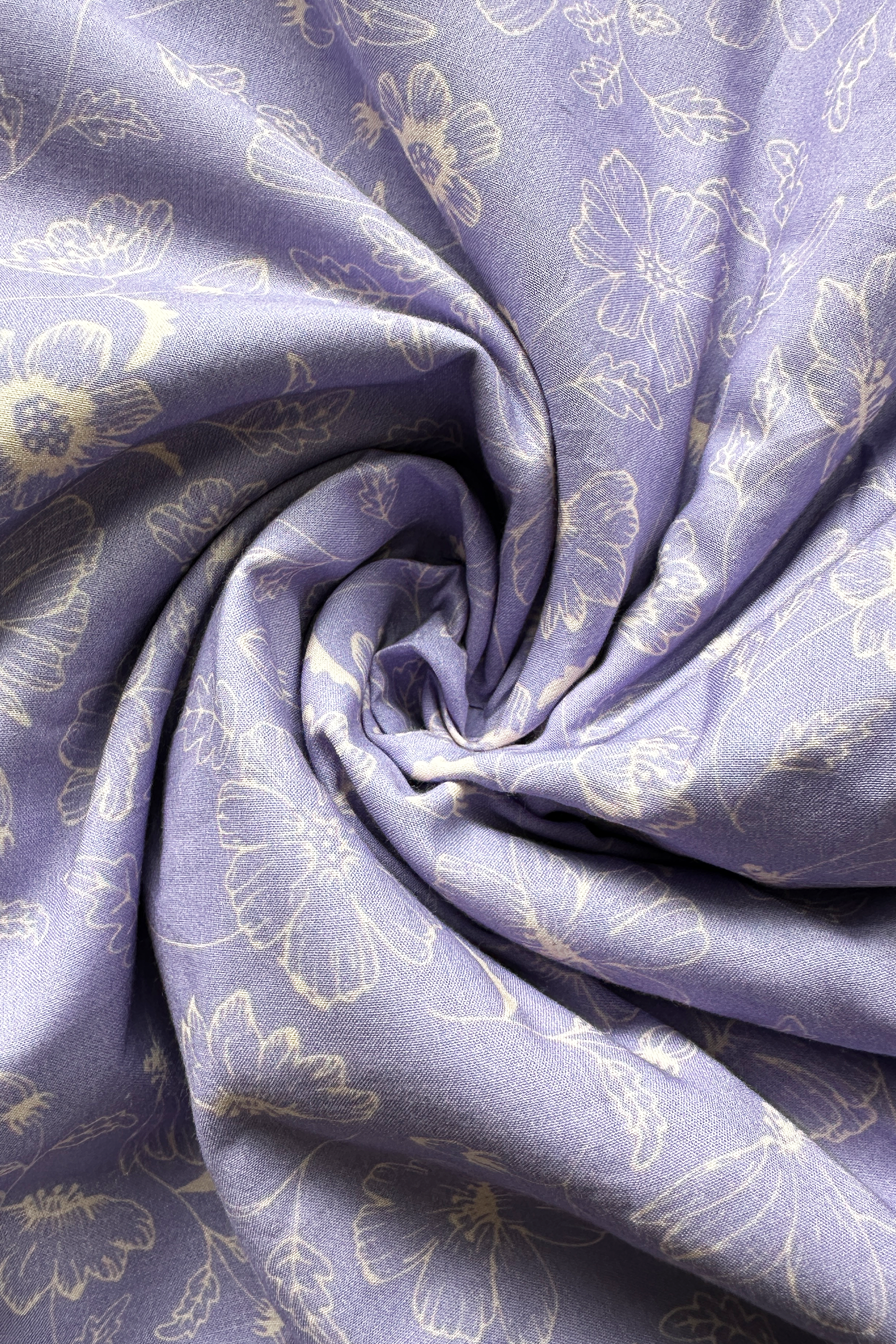 Linear Blooms Lavendar in Cotton Cambric