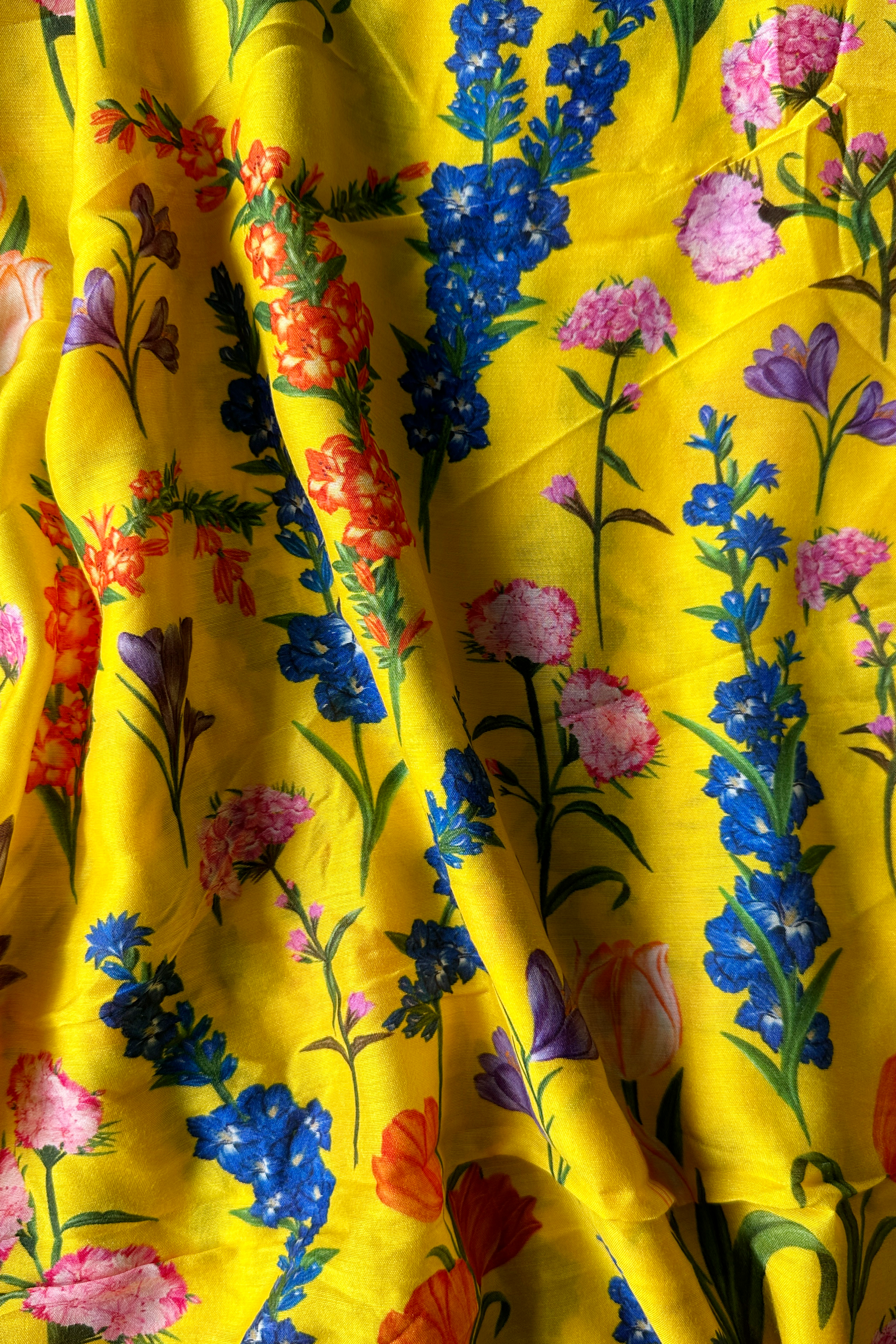 Assorted Florals Yellow in Silky Cotton (2.8 m) - 2097.2 for the entire piece