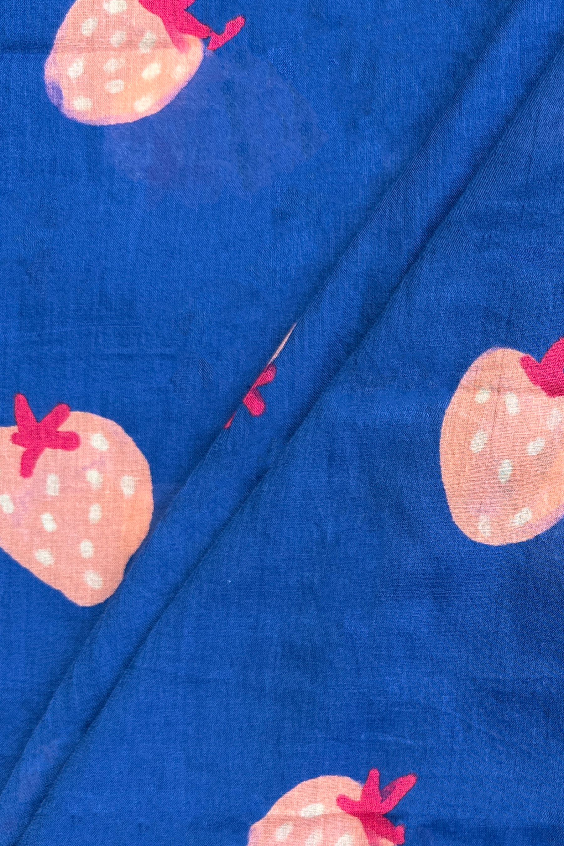 Strawberry Love Blue in Cotton Mull