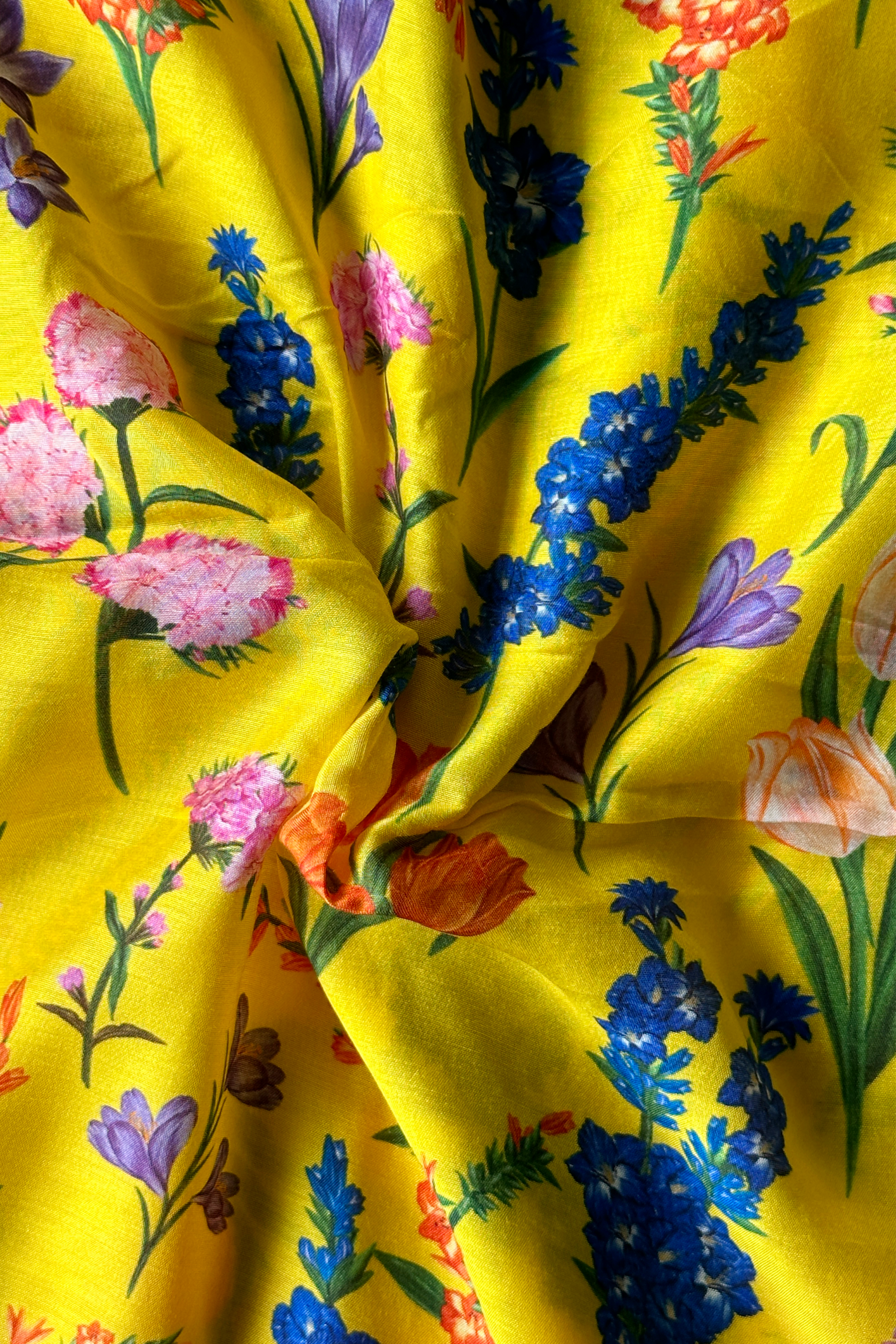 Assorted Florals Yellow in Silky Cotton (2.8 m) - 2097.2 for the entire piece