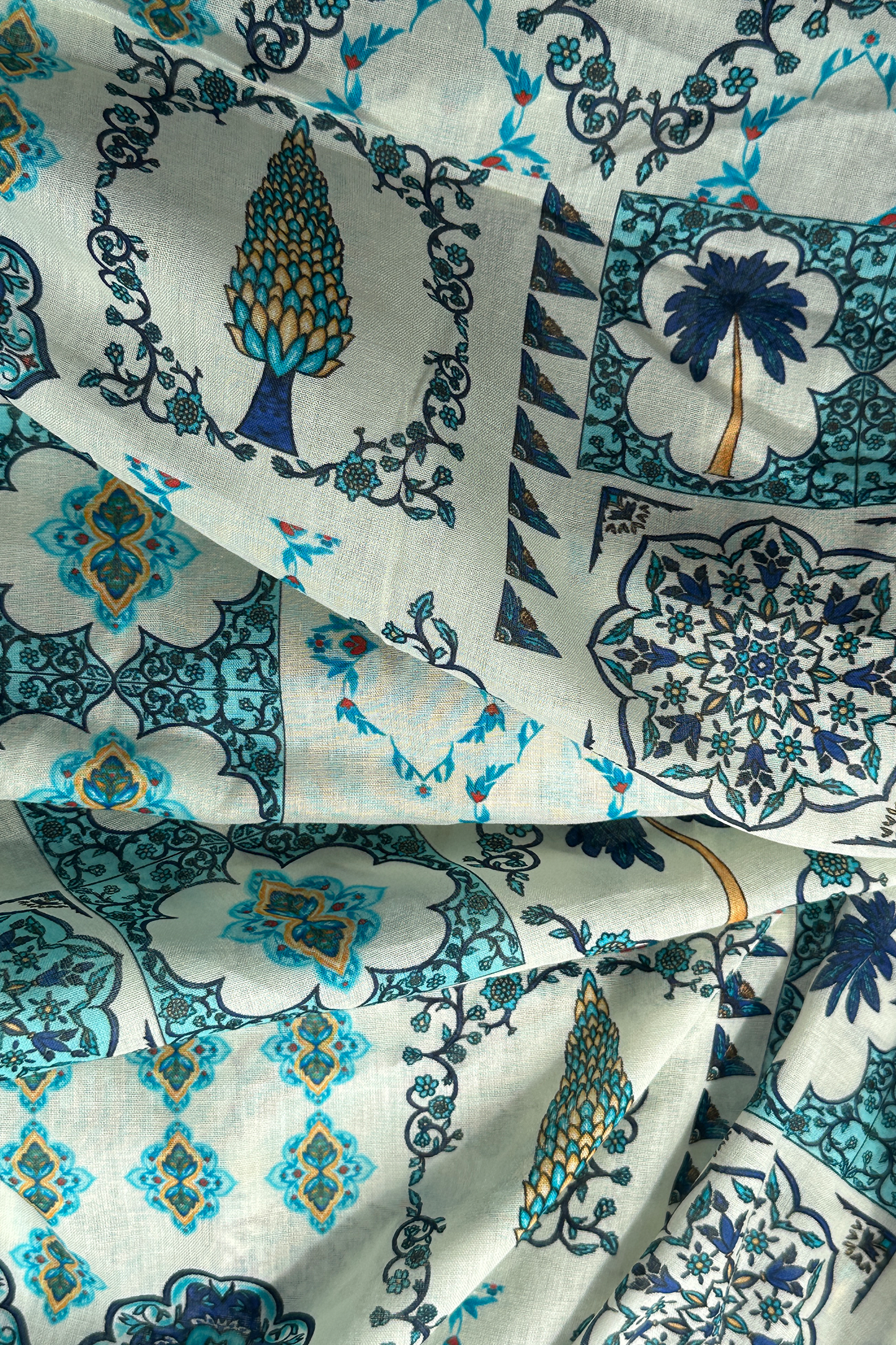 Tile Garden White in Cotton Mull (3 m)- Rs. 1710 for the entire piece