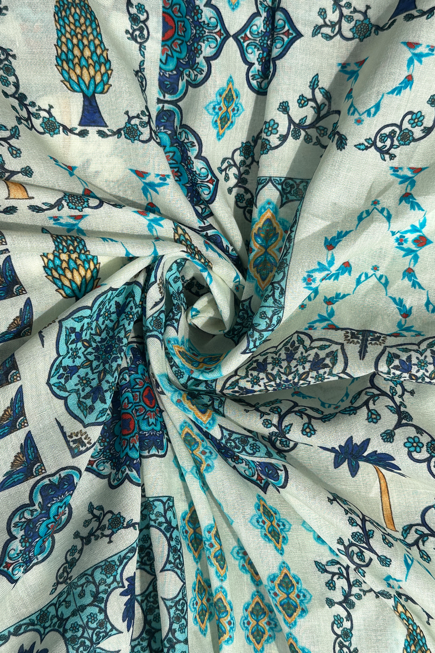 Tile Garden White in Cotton Mull (3 m)- Rs. 1710 for the entire piece
