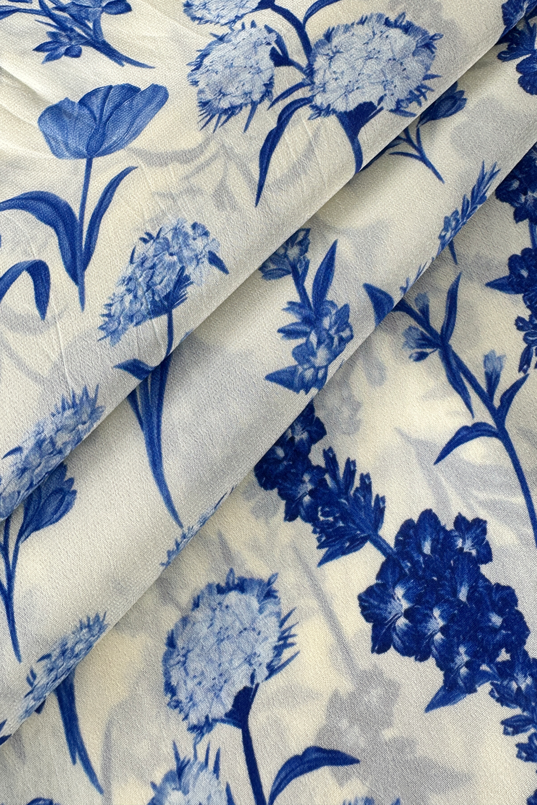 Assorted Florals Blue in Viscose Crepe