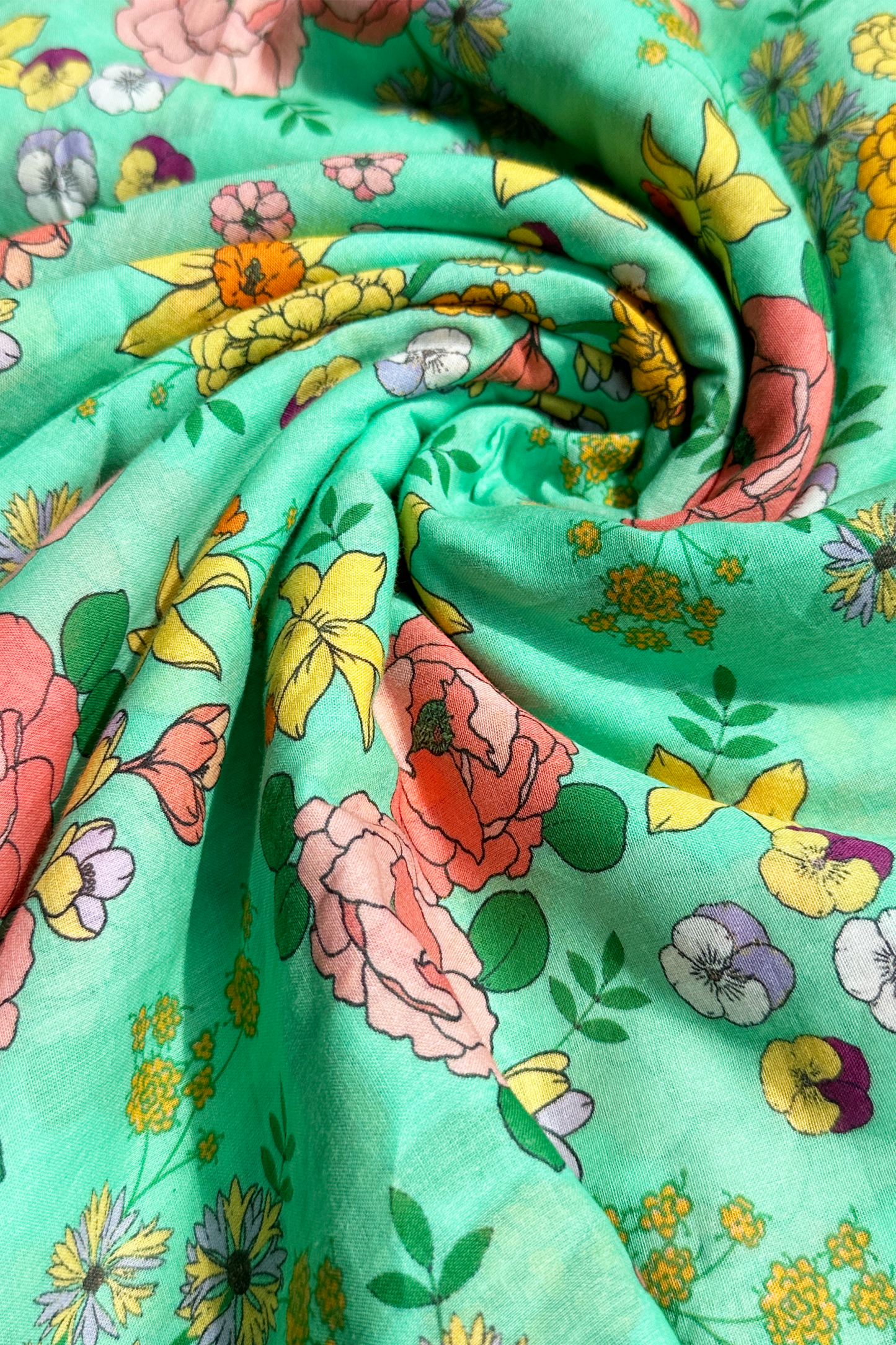 Rose Garden Green in Cotton Mull