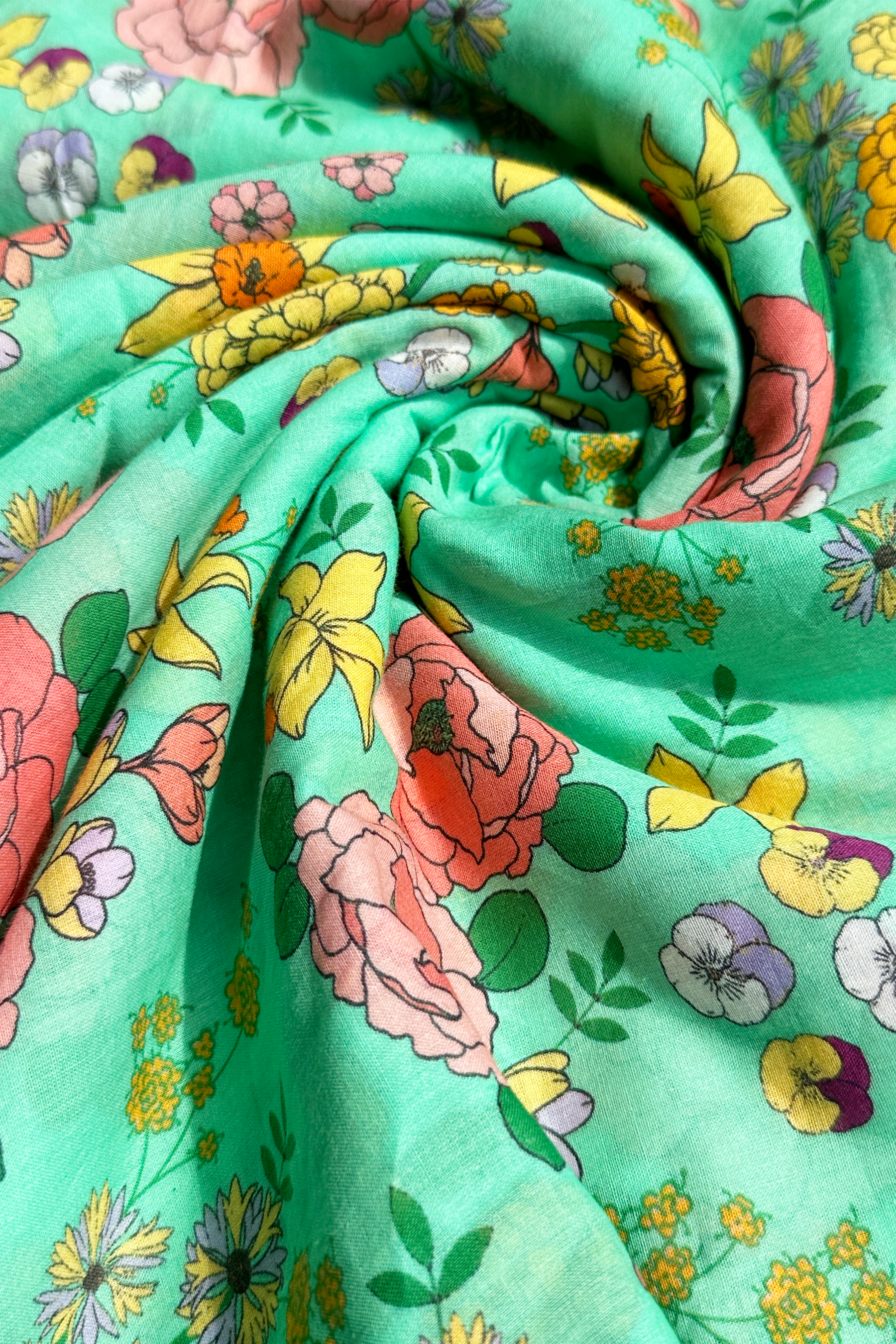 Rose Garden Green in Cotton Mull