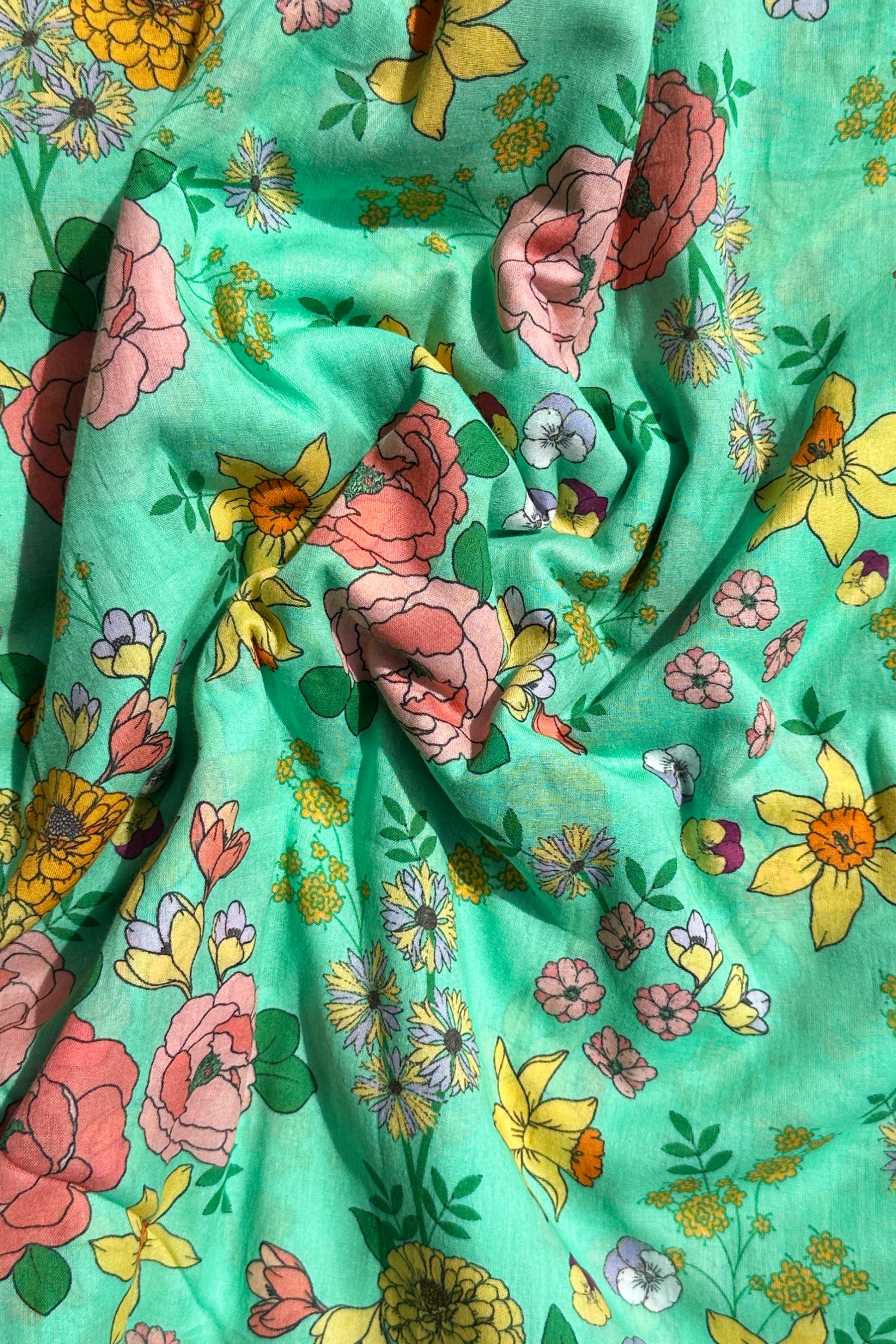 Rose Garden Green in Cotton Mull