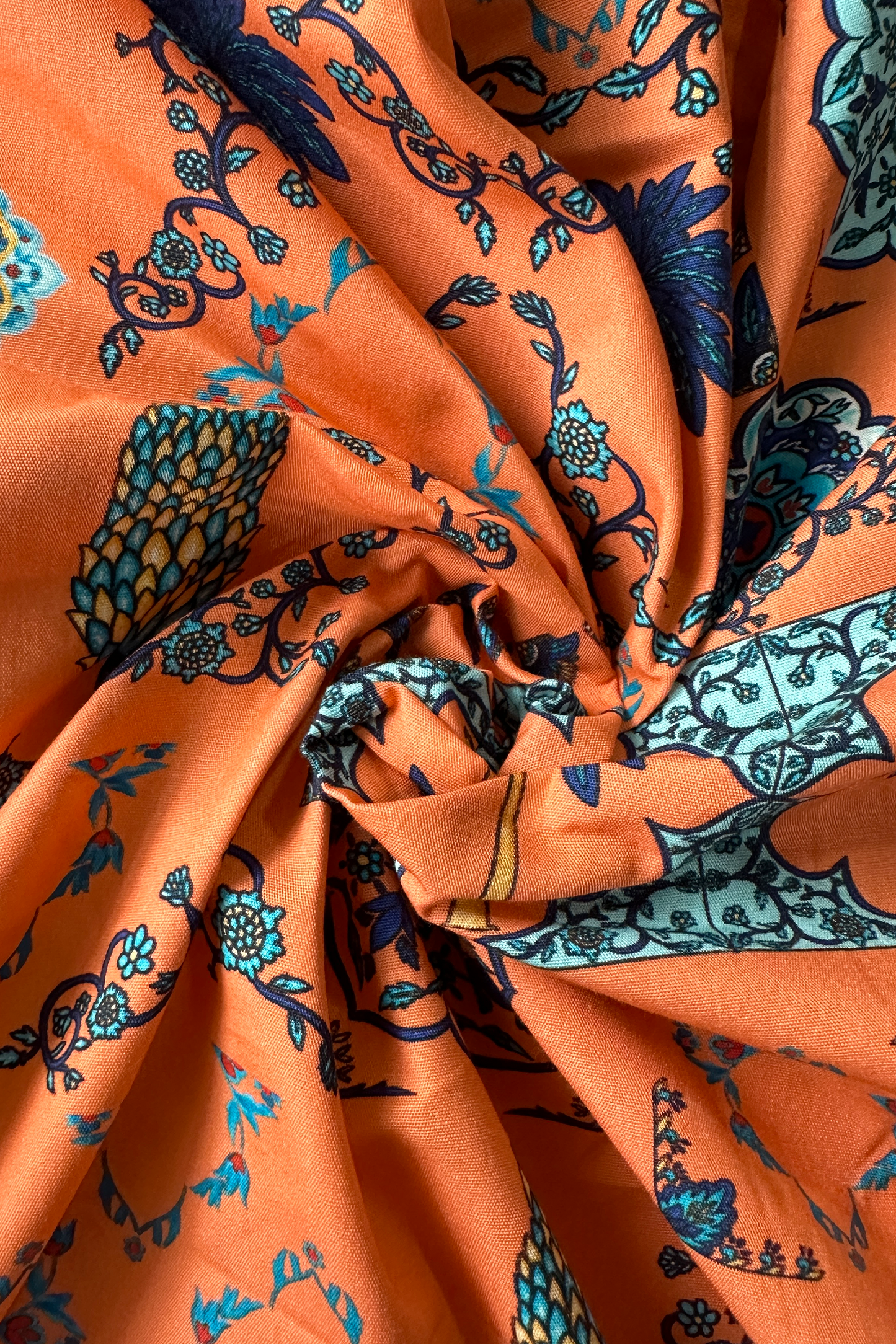 Tile Garden Coral in Cotton Poplin