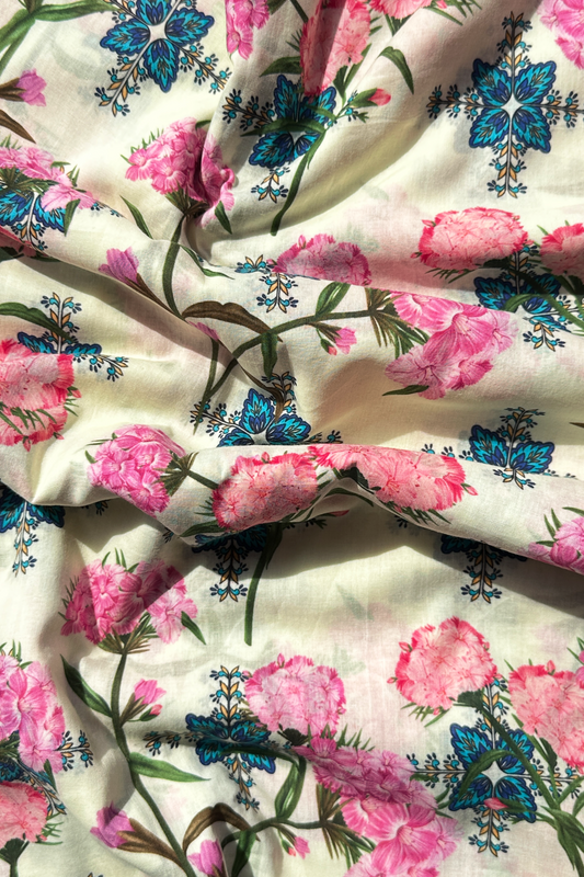 Botanic Tile White in Cotton Mull