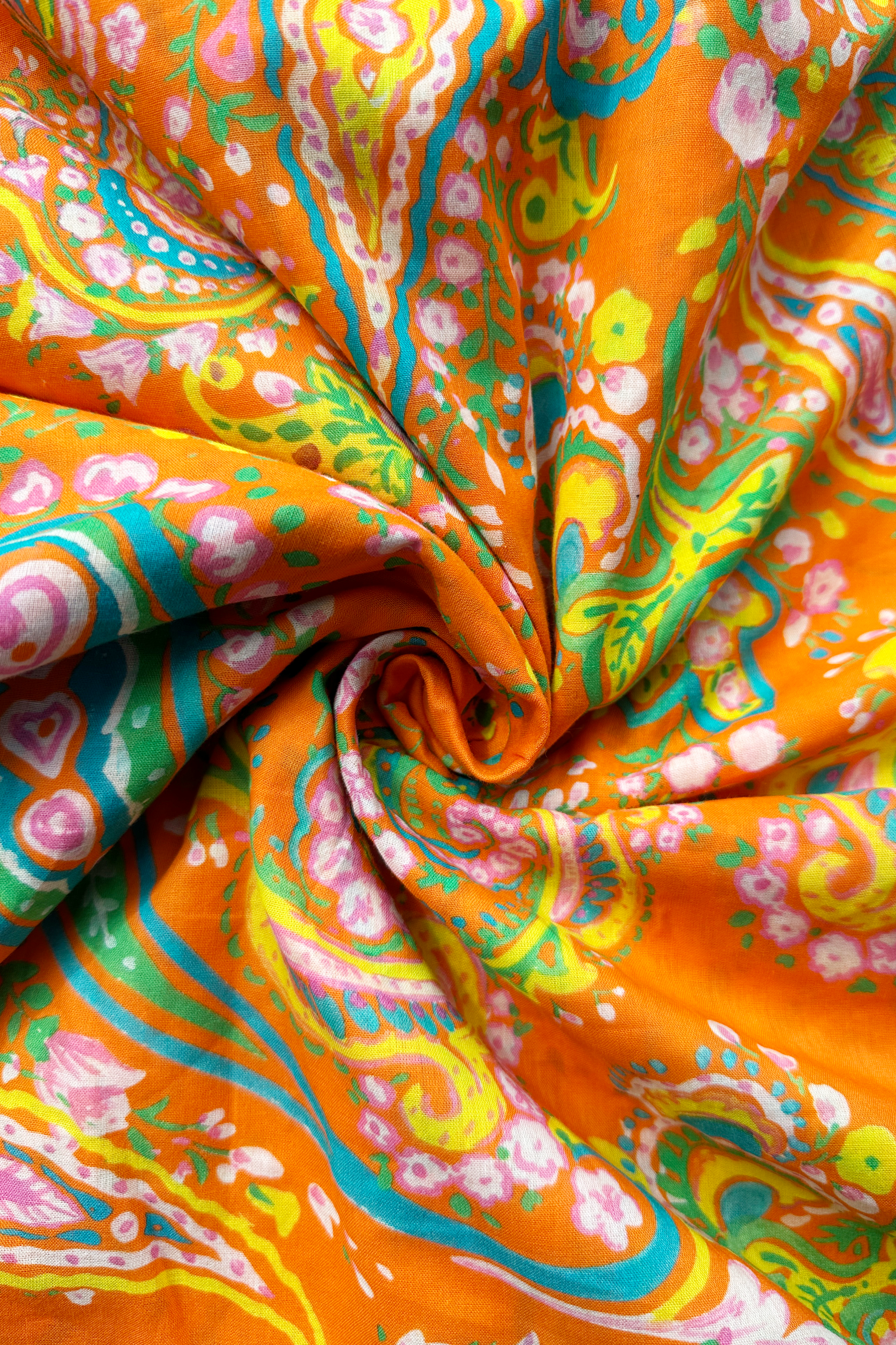 Paisley Paradise Orange in Cotton mull