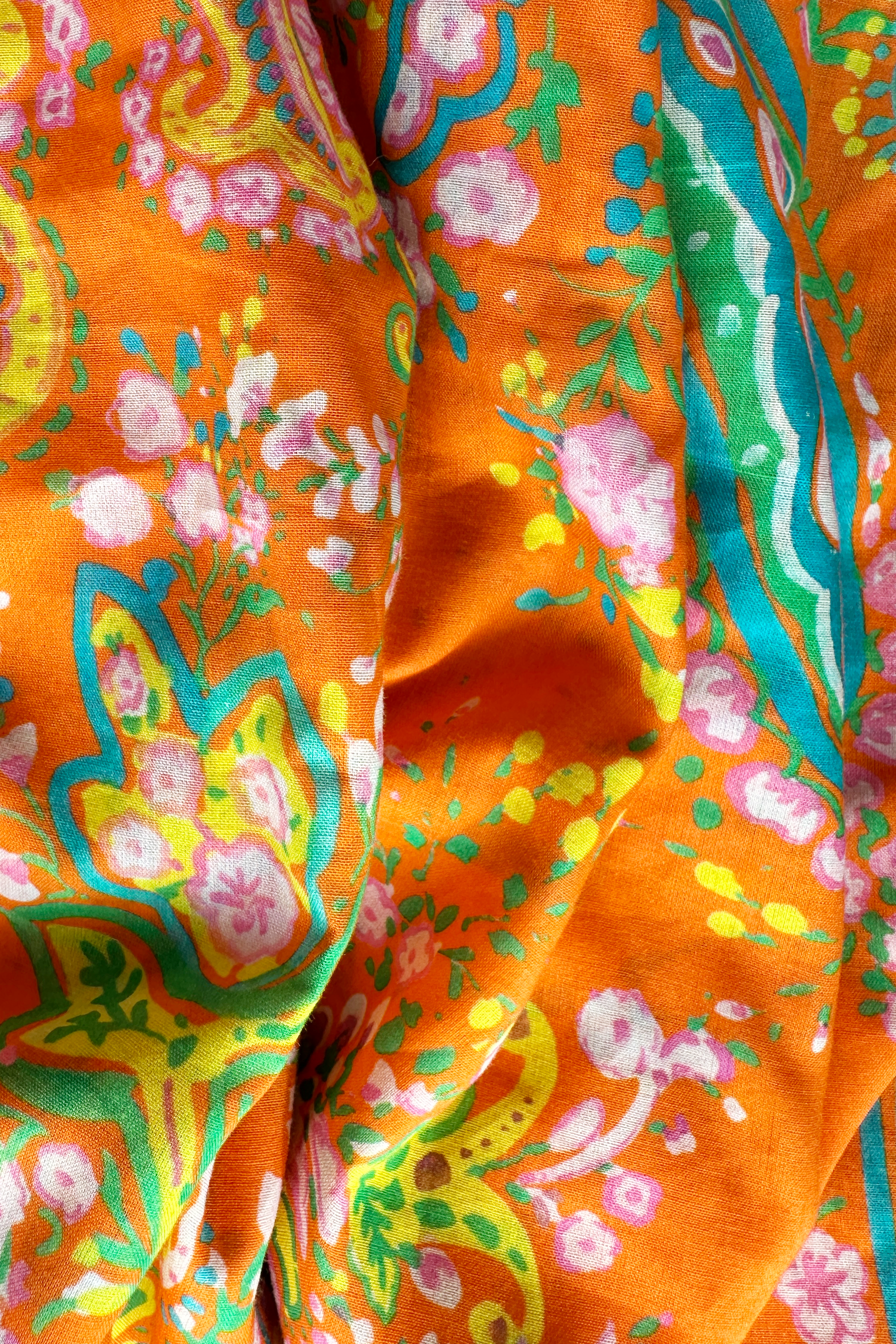 Paisley Paradise Orange in Cotton mull