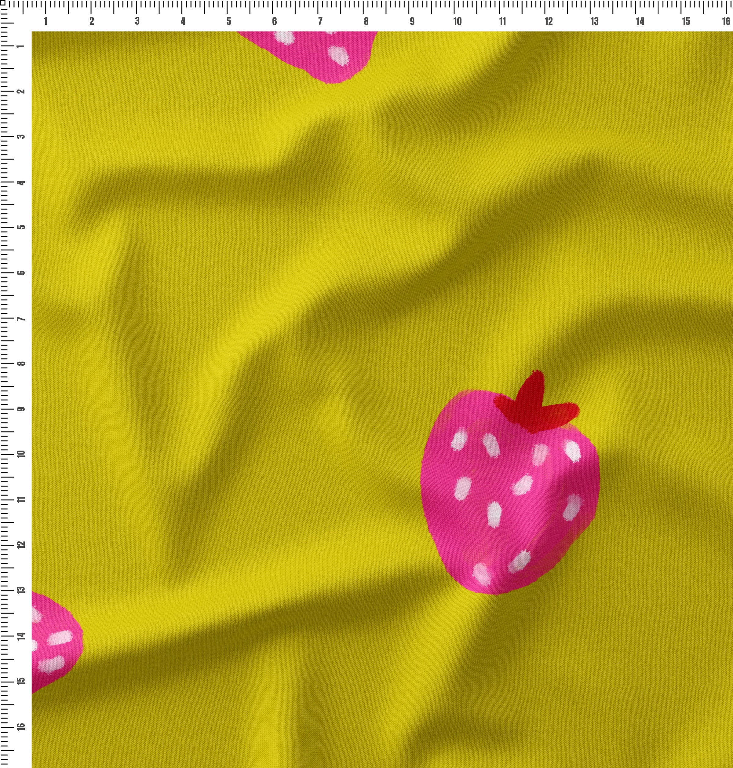 Strawberry Love Yellow Large Scale in cotton Cambric 2.5 meters