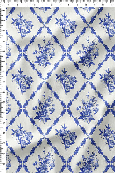 Diamond Bouquet Blue in Cotton Mull