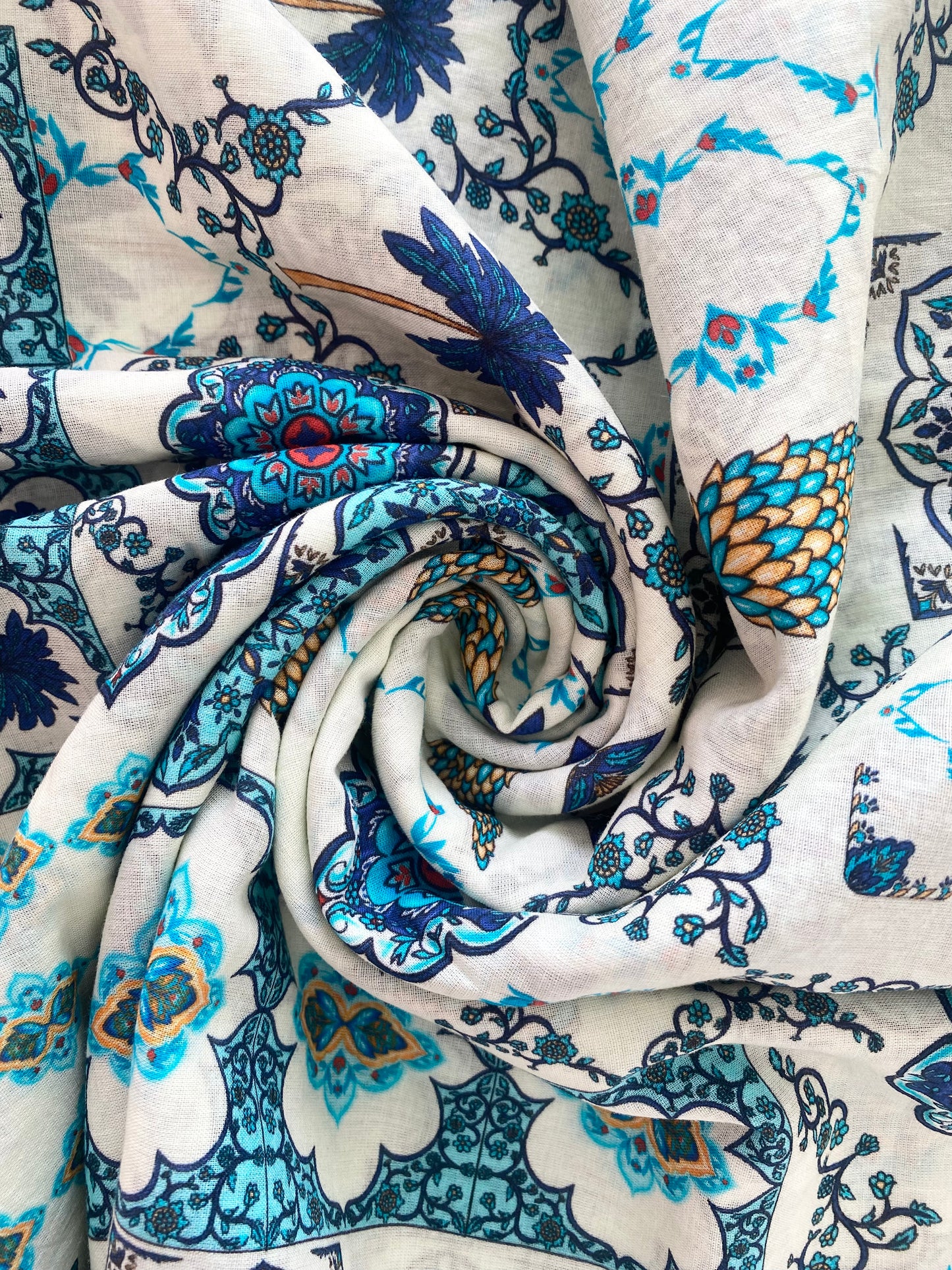 Tile Garden White in Viscose Crepe (1.5m)- 1123 for the entire piece