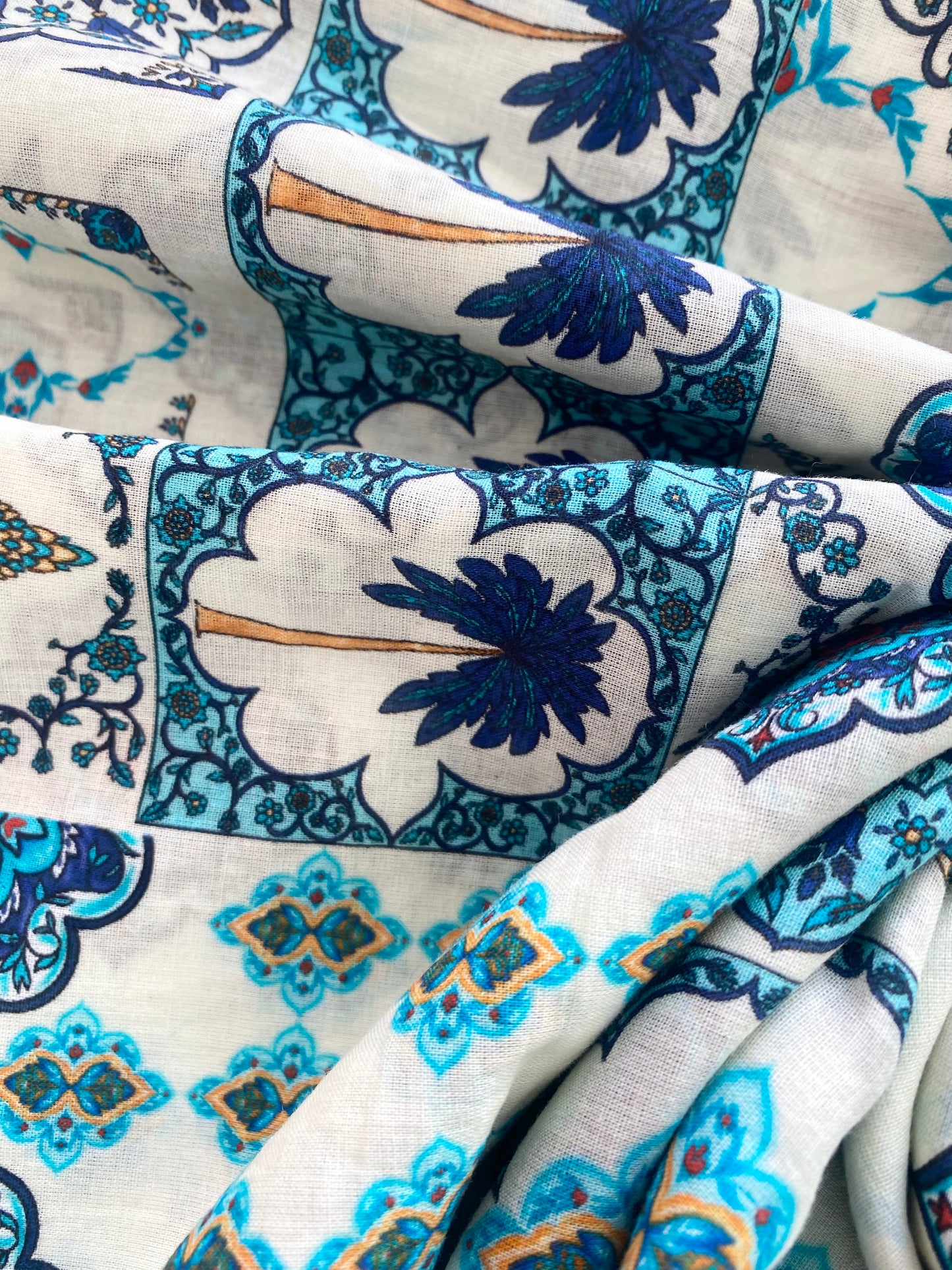 Tile Garden White in Viscose Crepe (1.5m)- 1123 for the entire piece