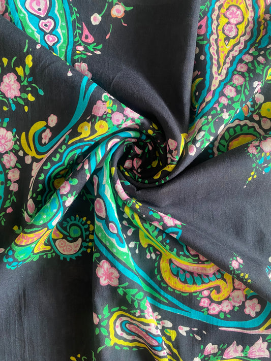 Paisley Paradise Black in Cotton Mull (1.5 meters) - 855 for the entire piece