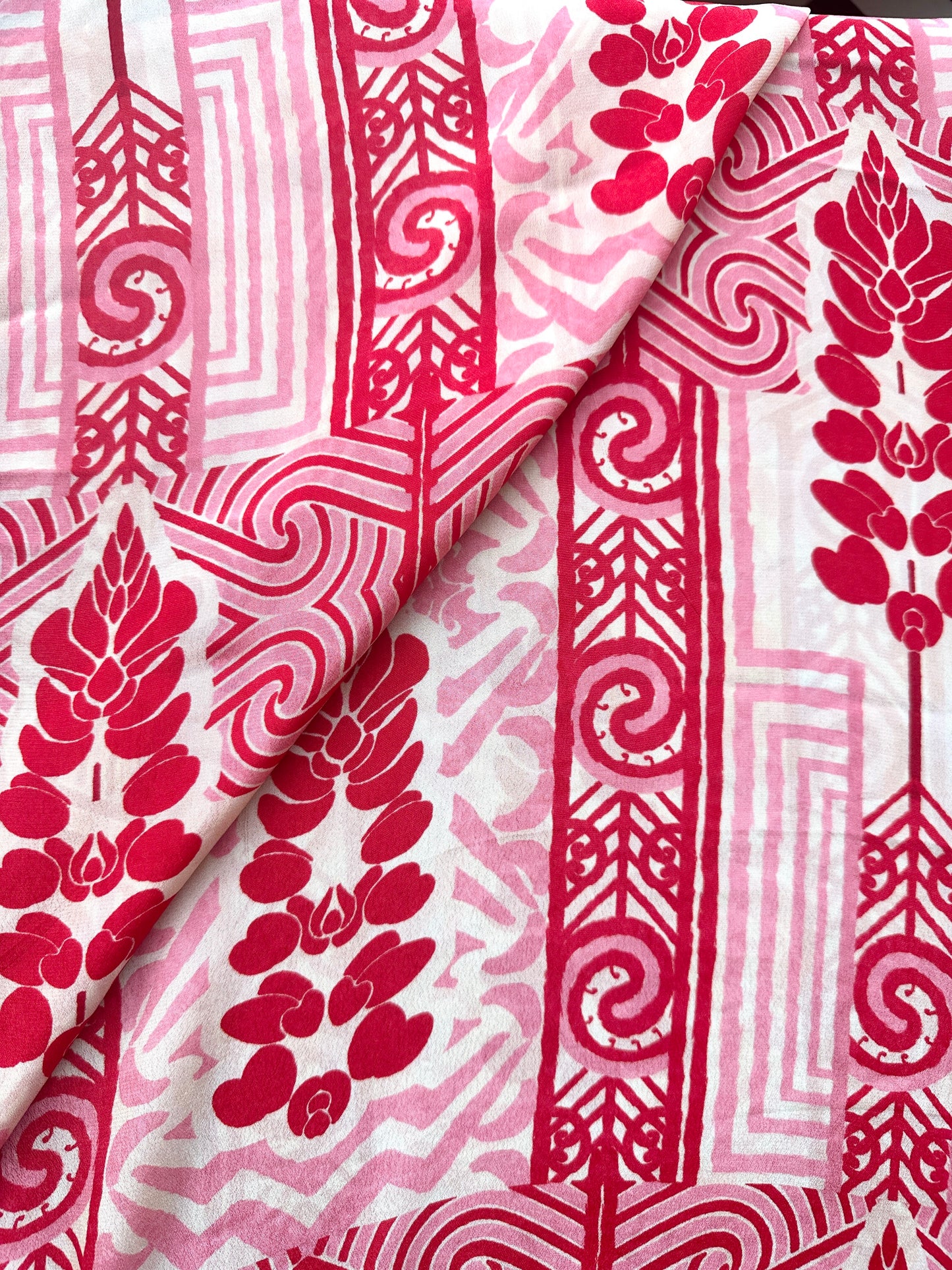 Koru Ember red in Viscose Crepe