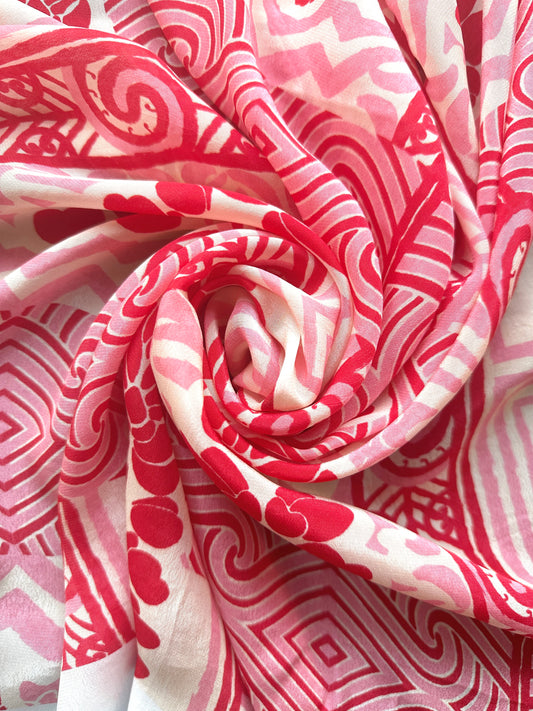 Koru Ember red in Viscose Crepe