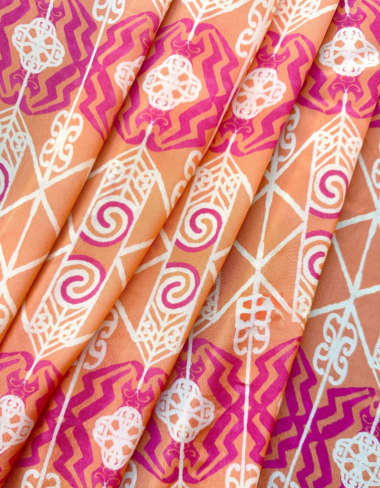 Sunset Serenade Coral in Viscose Crepe