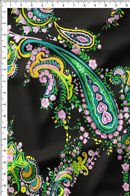 Paisley Paradise Black in Cotton Poplin