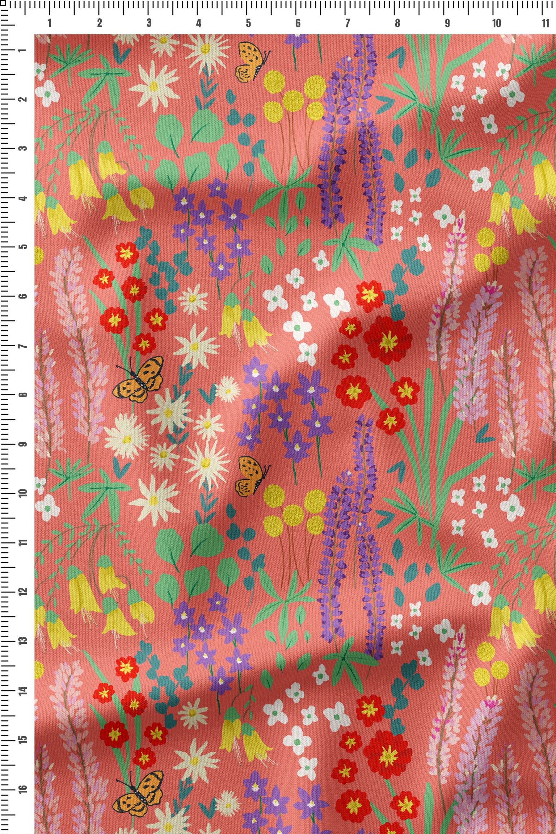 Garden Medley CORAL in cotton mull