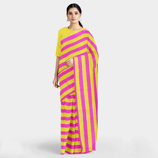 Striped Saree in Korean Georgette