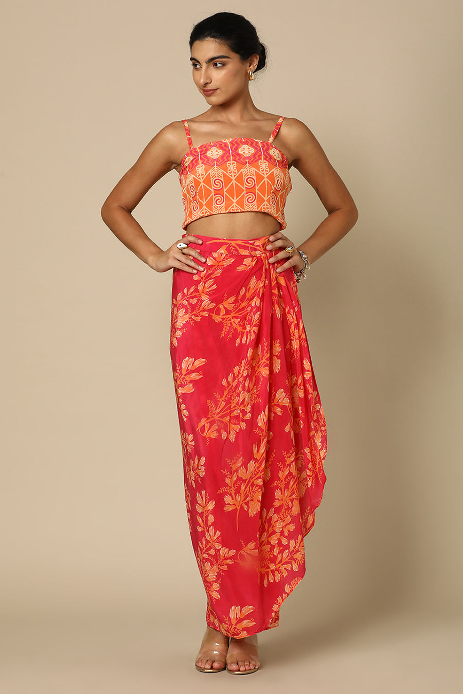 Kohwai Pink Drape Skirt and Cape Set