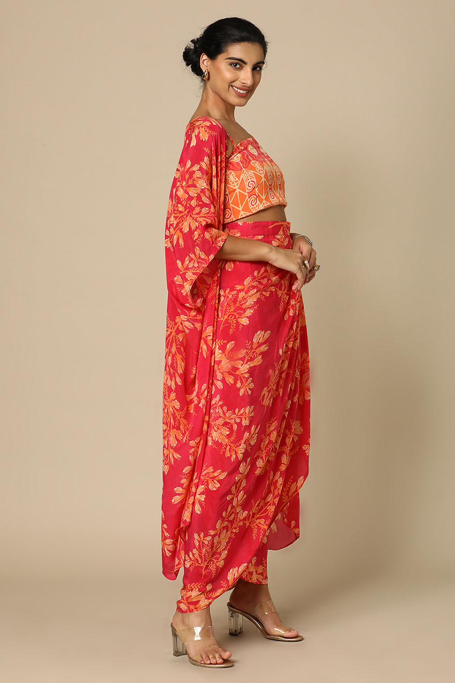 Kohwai Pink Drape Skirt and Cape Set