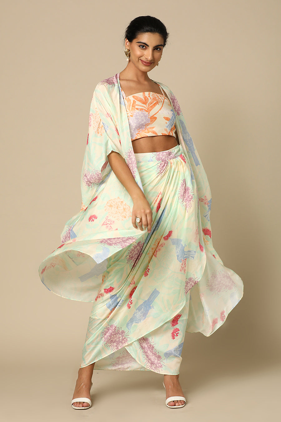 Tui Print Drape Skirt and Cape Set