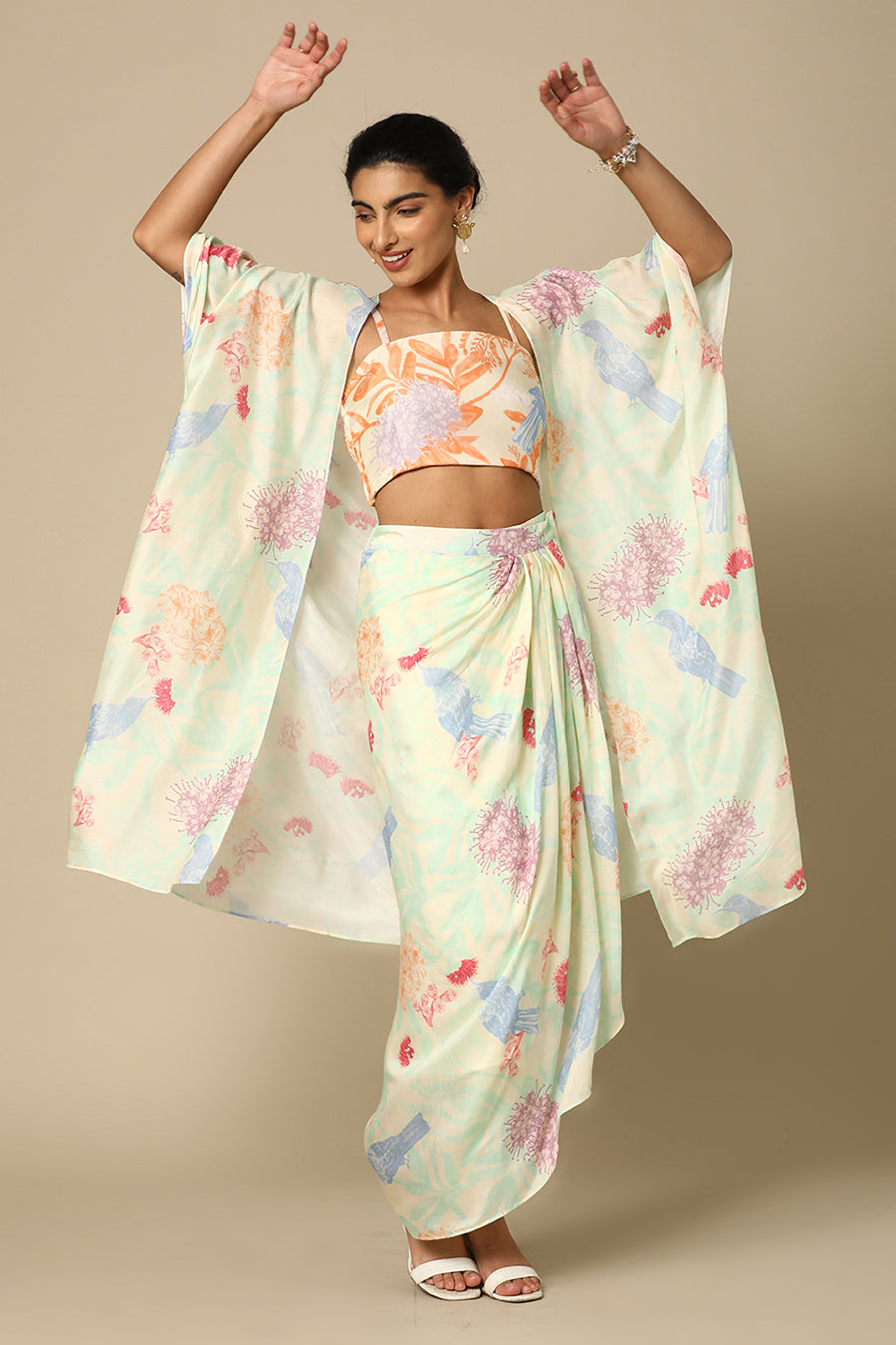 Tui Print Drape Skirt and Cape Set