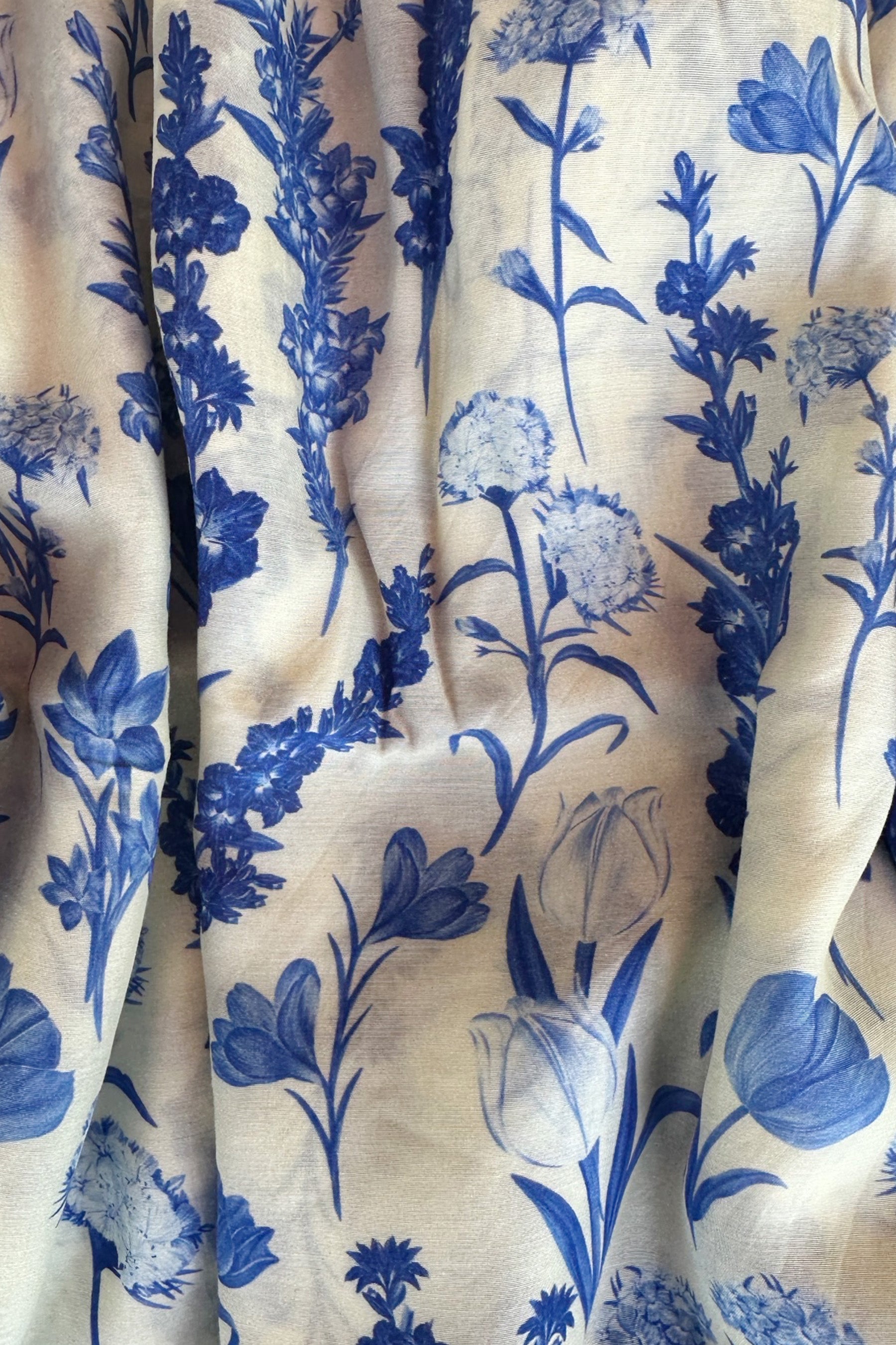 Assorted floral blue in Cotton Mull (2 metres)- 1,140 for the entire piece