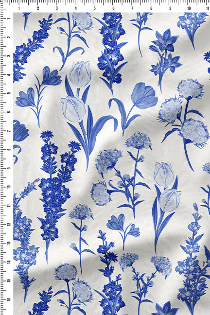 Assorted Florals Blue in Cotton Cambric