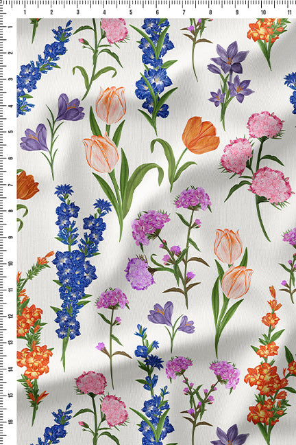 Assorted Florals White in Silky Cotton (3 meters) - 2,247 for the entire piece