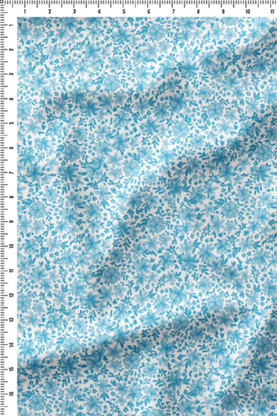 Dainty Blooms Blue In cotton mull